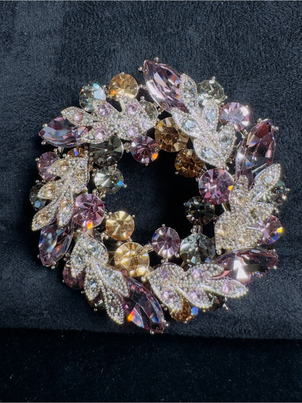 Swarovski Crystal Element Wreath Brooch Pendant 2-in-1